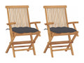 Garden chairs with anthracite cushions, 2 pieces, teak wood, 84609QAIR