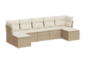 7-piece garden furniture set with cushions, beige wicker resin 03834YQIB