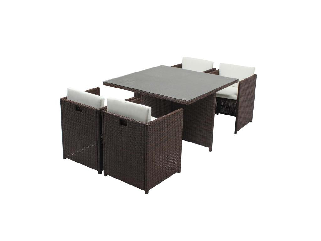 Bohometop 24145FBHP 4-seater garden furniture set in brown/white woven resin