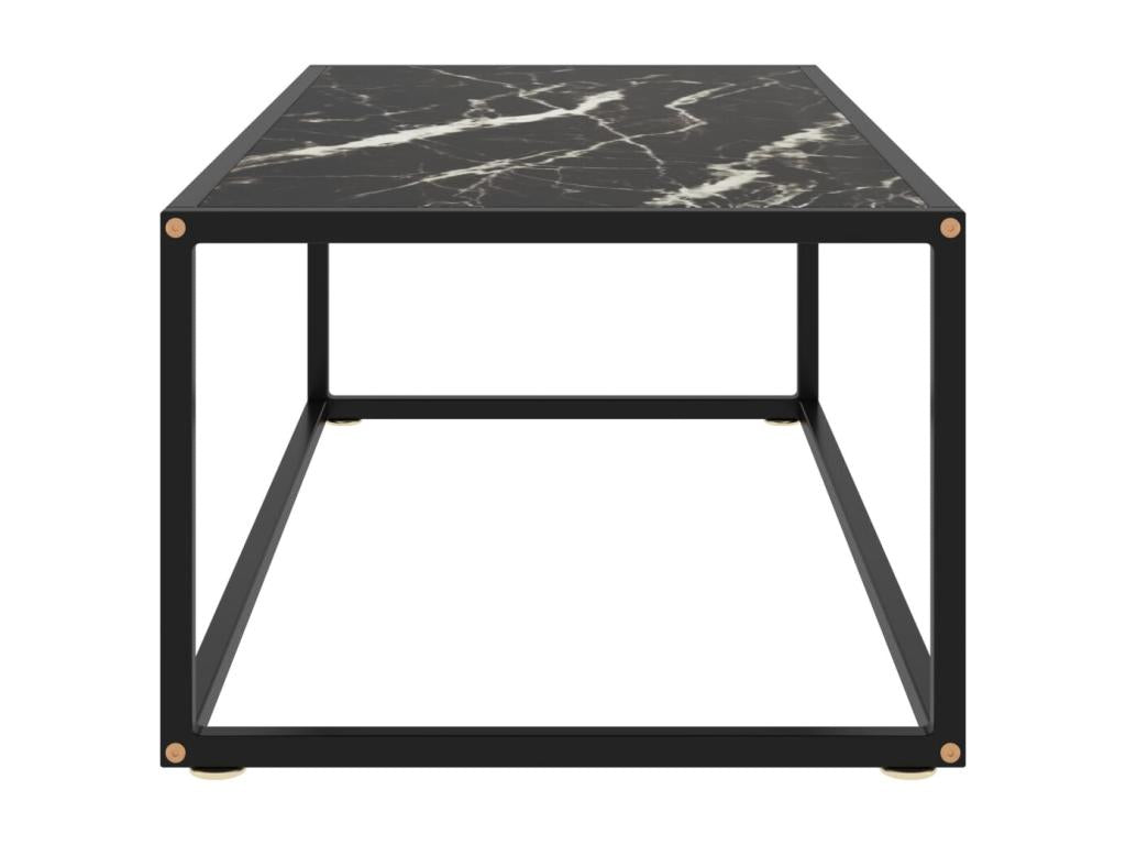 Black coffee table with black marble top, 100x50x35 cm