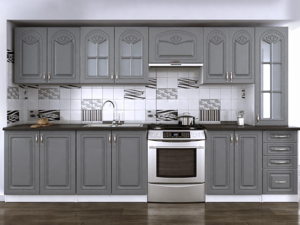 Complete 3.20m Bohometop grey kitchen with moldings 61108SIBH