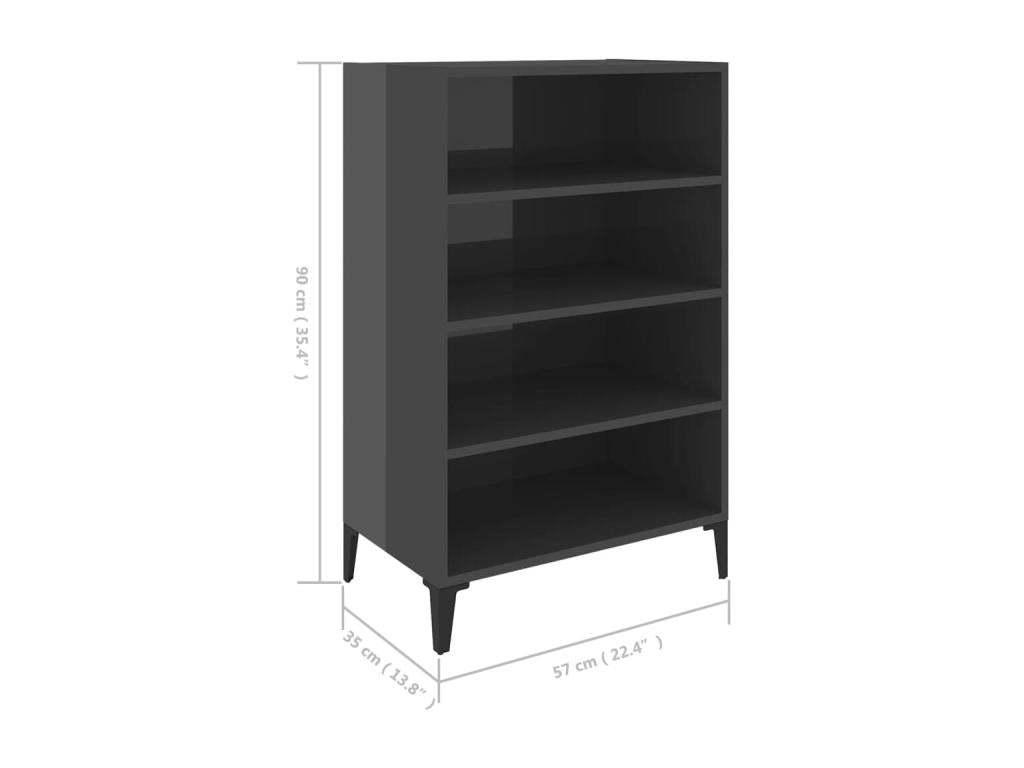 Glossy Grey Buffet 57x35x90 cm Chipboard