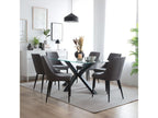 Metal and glass dining table, anthracite grey, 180x75