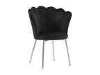 Modern velvet chair with chrome metal legs, Petal - Set of 2 - Grey 97006MWYY