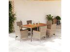 Bohometop 51620RTET 7-Piece Beige Rattan Garden Dining Set with Cushions