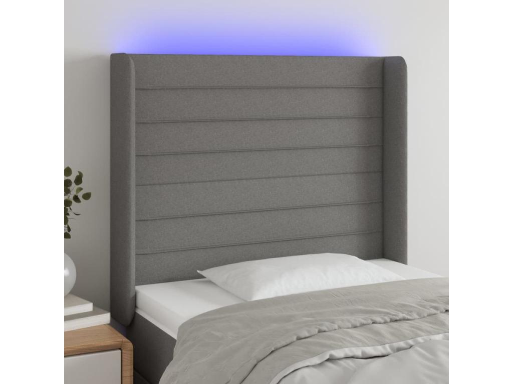 Dark Grey LED Headboard 83x16x118/128 cm Fabric 46325CEAS