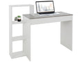 Homelumiere White PC Desk with Shelves and Grey Top