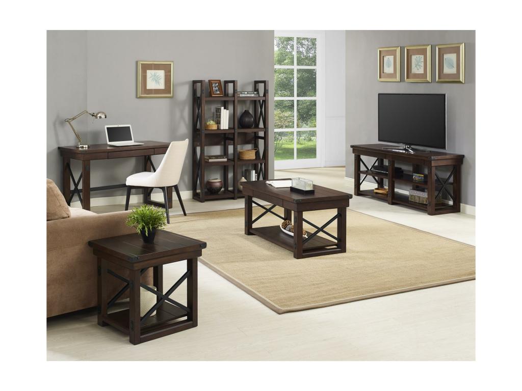 Wildwood - TV stand with 2 open shelves in Bohometop MDF color 26442UTZS