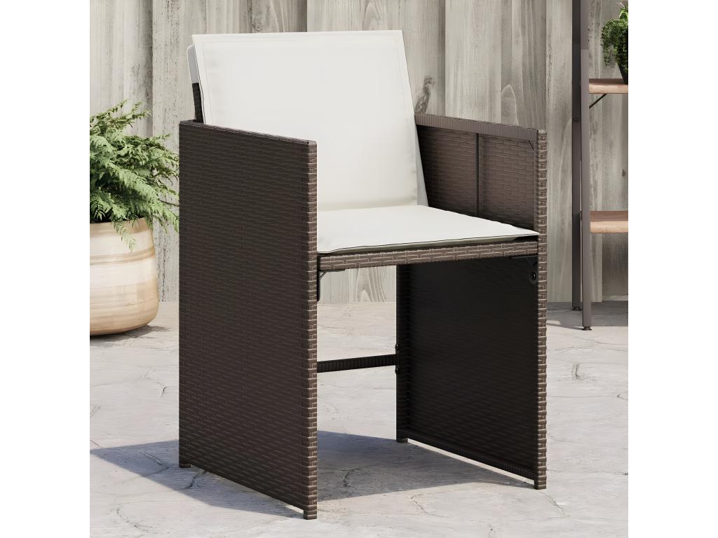 Garden chairs with cushions, set of 4, brown wicker resin, 67061SLTX