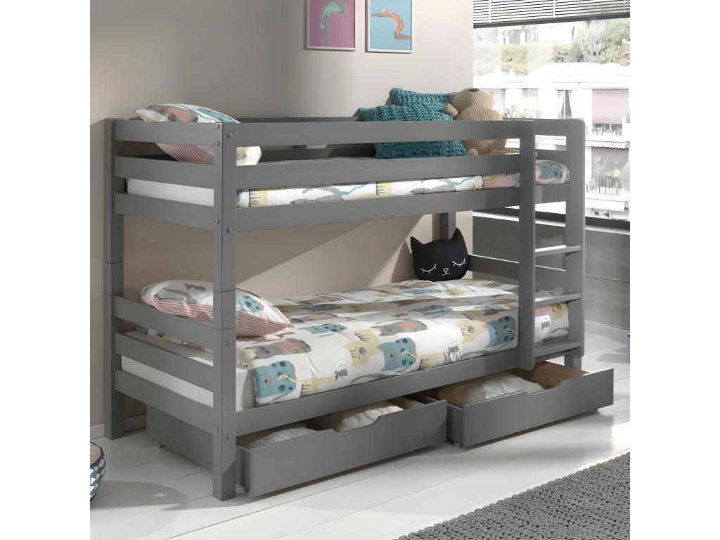 Pack - Children's Bunk Bed / 2 Drawers Homelumiere Grey