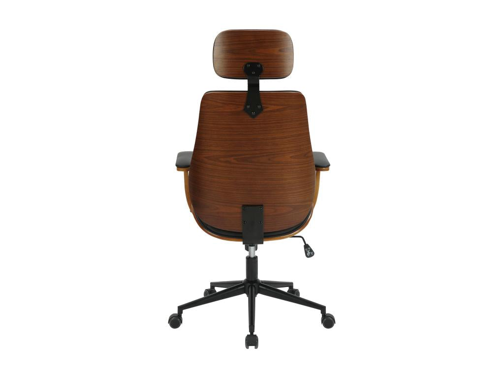 Office chair - Faux leather / Metal - Walnut / Black - Bohometop 37158WHHN