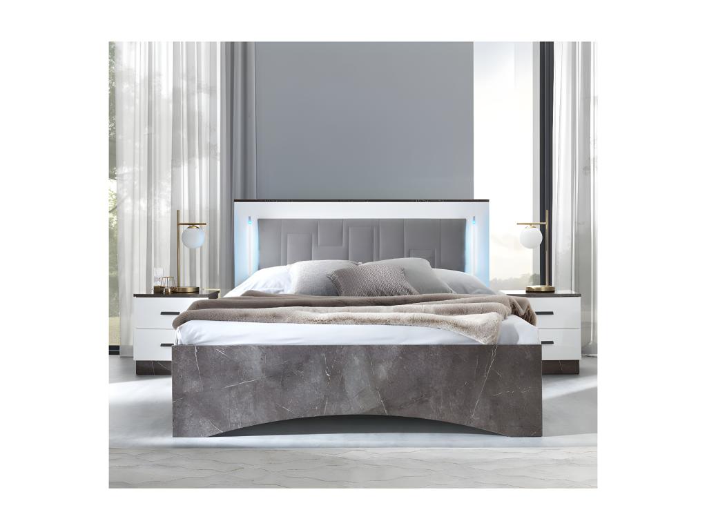 Complete bedroom set 160x200 White/Marble - Bohometop 86611NHCO