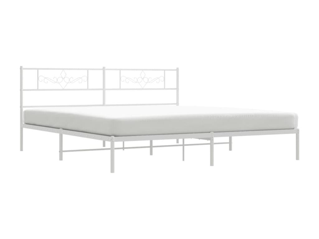 Metal bed frame with white headboard 193x203