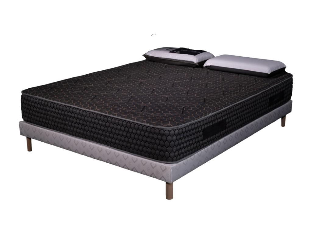 Bohometop Black Memory Foam Mattress Set - 160x200 - 2 Pillows 70x40 - White Bed Base 82840RDIG