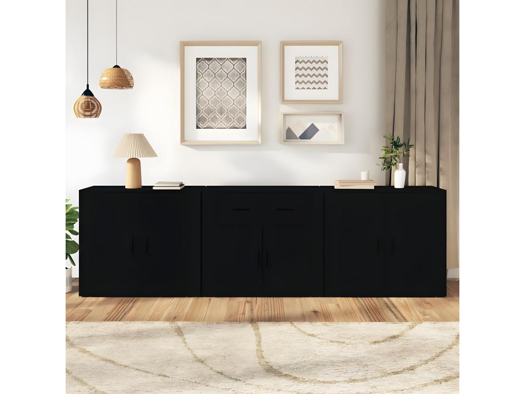 3-piece black engineered wood sideboard set 99891MPMS