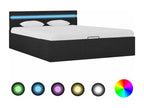 Bed frame with hydraulic storage and LED lighting, dark grey, 120x200cm, 15363JPJK