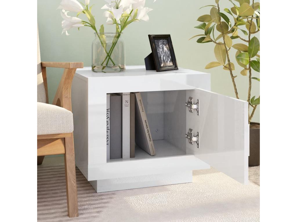 Glossy white coffee table, 51x50x45 cm, engineered wood