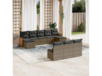 Garden furniture set with cushions, 10 pieces, grey woven resin, 53802PZAD
