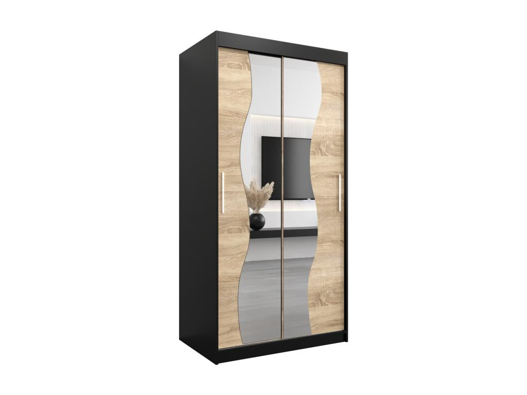 Homelumiere Sliding Door Wardrobe 200/100/62 2 Doors Black/Homelumiere