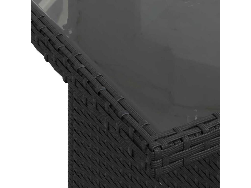 7-piece garden furniture set with cushions, black woven resin