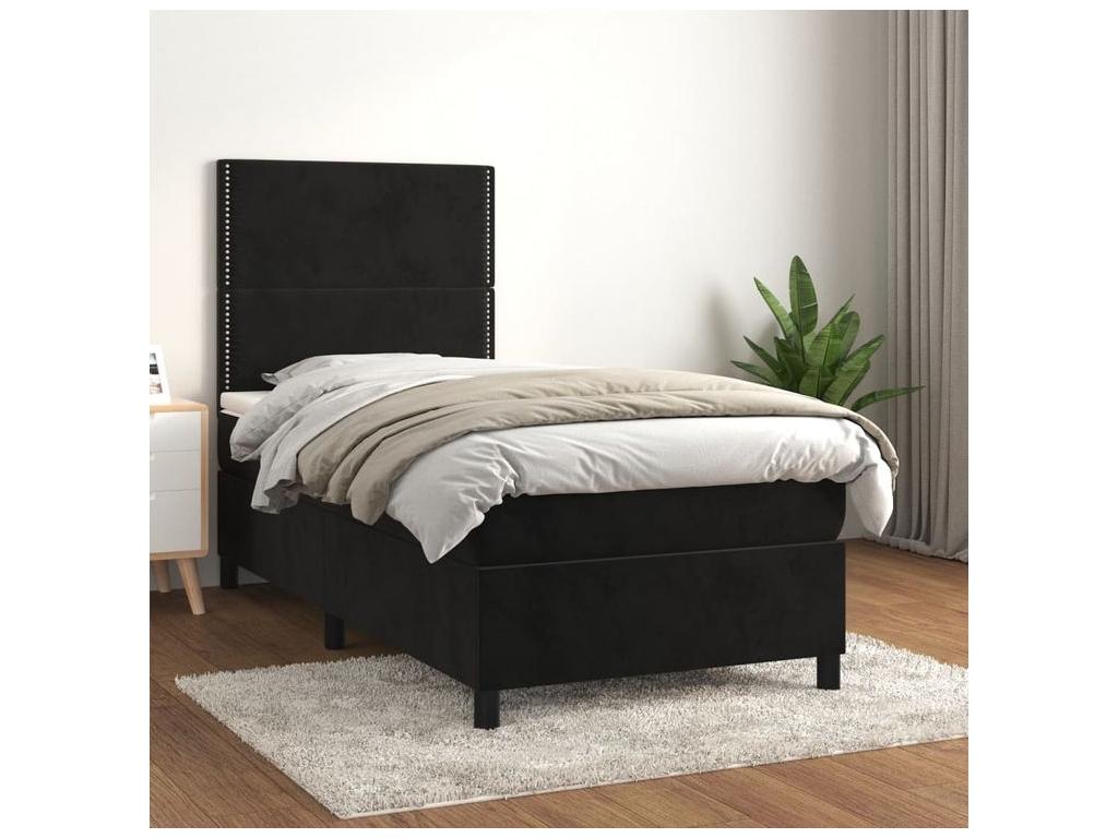 Homelumiere bed base with black 90x200 velvet mattress