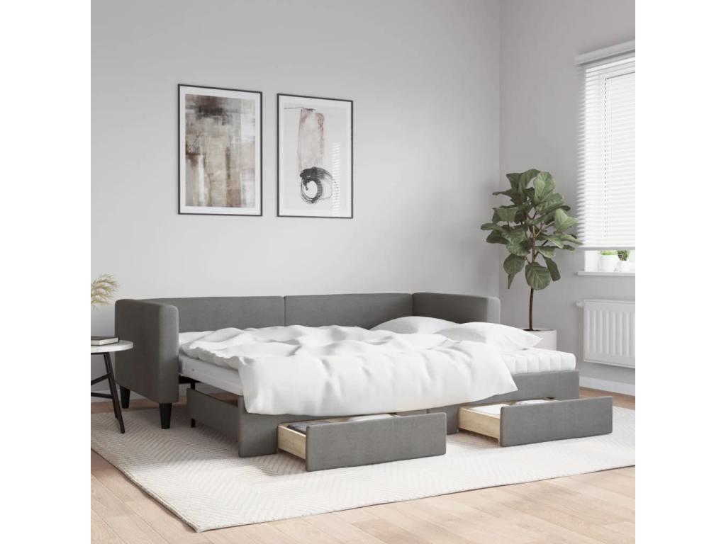 Daybed with pull-out bed and drawers, mattress not included, 80x200 cm, 33036LCIE