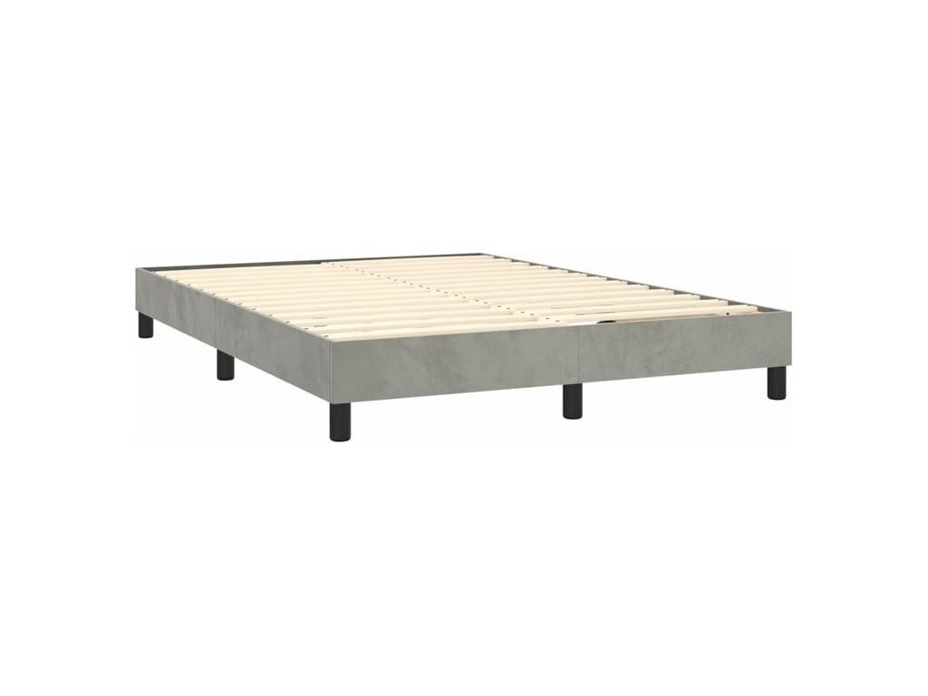 Bohometop bed base and mattress, light grey, 140x200 cm, velvet, 50209XKDL