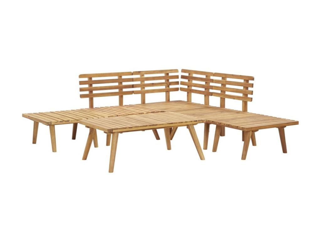 6-piece garden furniture set, solid wood, Bohometop 09459HRZC