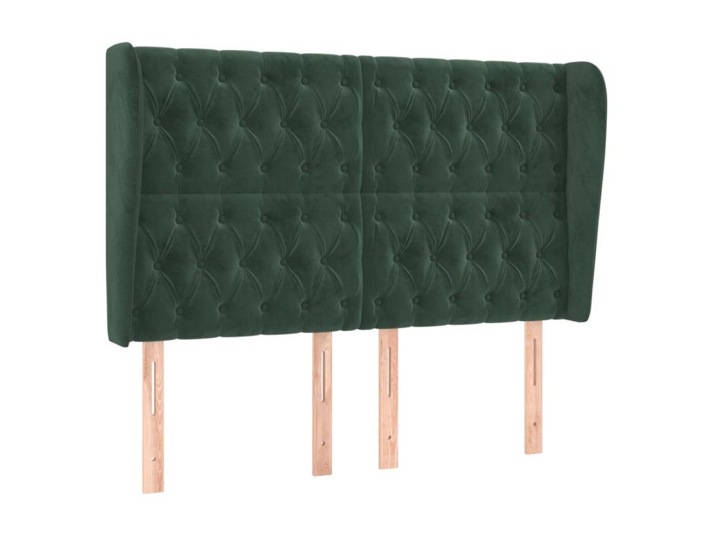 Headboard with wings, Dark Green, 147x23x118-128 cm, Velvet, 12363QANU