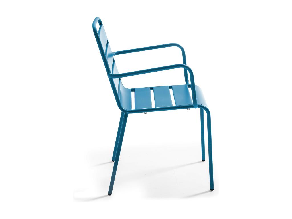 Bohometop 21146UPOE Square Garden Table and 4 Blue Steel Chairs