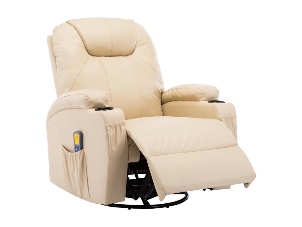 Cream Faux Leather Massage Rocking Chair 01884PDYK