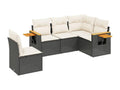 5-piece garden furniture set with cushions, black wicker resin 91889FPZB