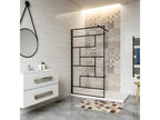 Walk-in shower screen 100x200cm with black support bar, 70-120cm extendable, 8mm anti-limescale glass, modern style 52466NCWC