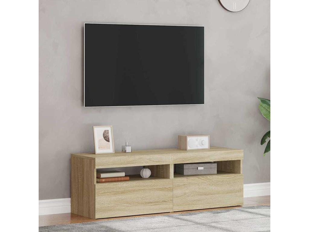 Bohometop TV stand with LED lights, 2 pieces, Oak finish, 60x35x40 cm, 16428MAFC