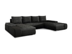 Large panoramic convertible sofa in black mottled fabric and black faux leather with storage compartment, Bohometop, 363cm, 71125UIVY