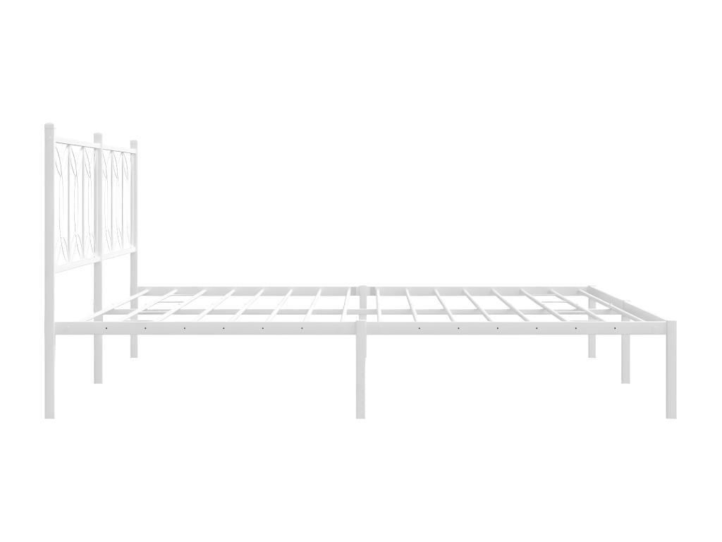 Metal bed frame with white headboard, 193x203 cm, 62700QDTX