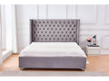 Double bed 140x190 cm princess grey velvet slatted base included
