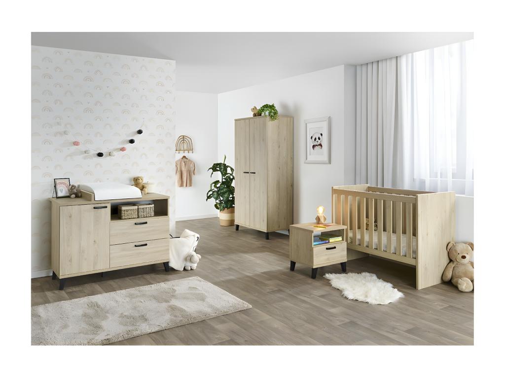 Sturdy baby dresser with integrated changing table, Bohometope light oak finish, Bohometope collection. 96887SOGZ
