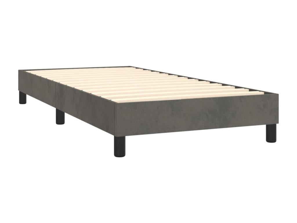 Upholstered bed base and mattress, Dark Grey, 80x200 cm, Velvet