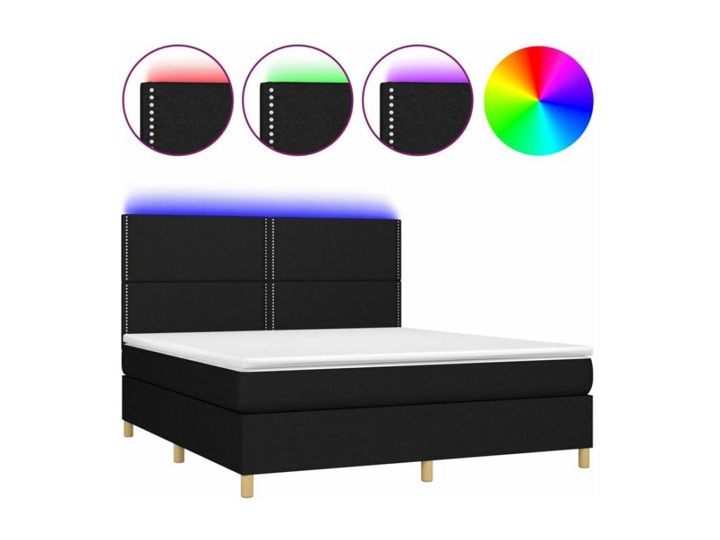 Bohometop bed base and mattress with LED lighting, black, 160x200 cm, fabric, 43119NFRE