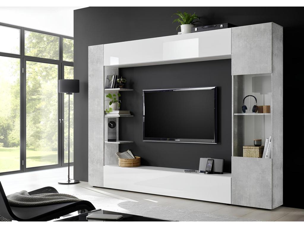 Homelumiere concrete TV unit set, 295 cm