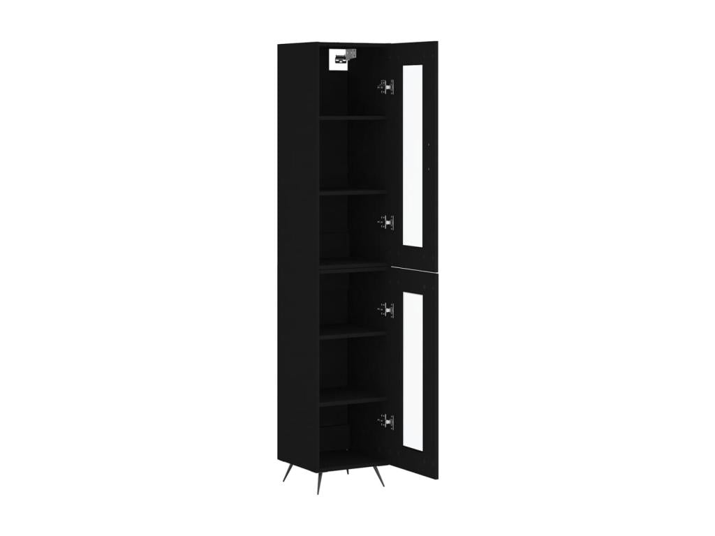Highboard, Black, 34.5x34x180 cm, Engineered Wood, 32275CRME
