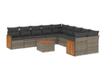 11-piece garden furniture set with grey resin wicker cushions 36308AHLL