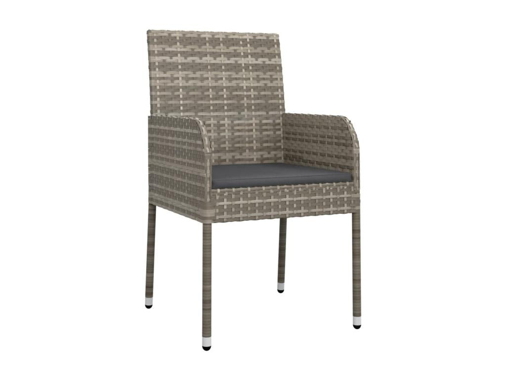 7-piece garden dining set with cushions, grey rattan, 61903GCIL