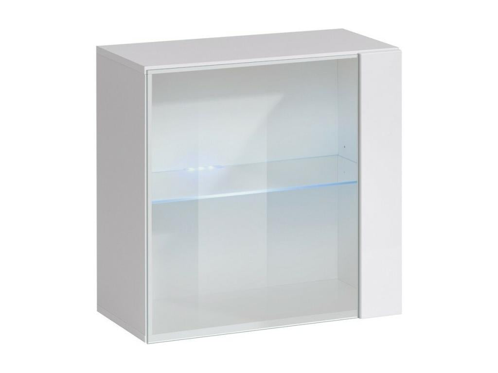 Square wall-mounted display case – White – SWITCH Collection – Glass door and LED lighting included – Modern design