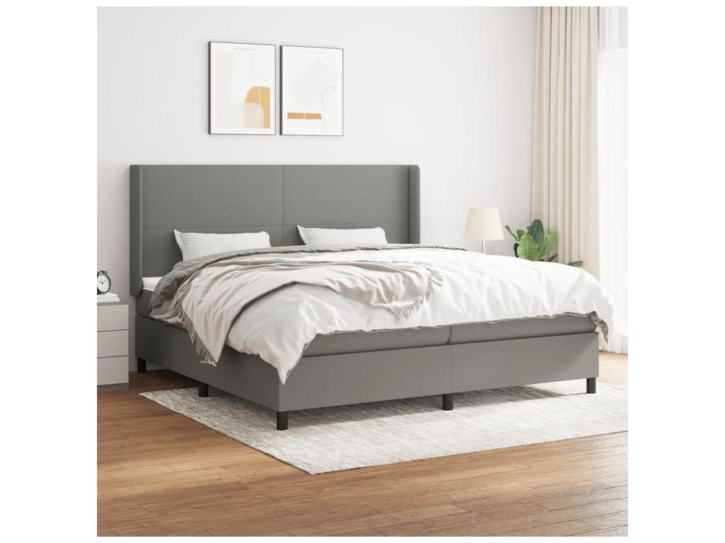Bohometop bed base with mattress, dark grey, 200x200 cm, fabric, 38697UGKP