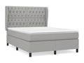 Upholstered bed base with mattress, light grey, 140x190cm, fabric, 47866GFSL