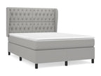 Upholstered bed base with mattress, light grey, 140x190cm, fabric, 47866GFSL
