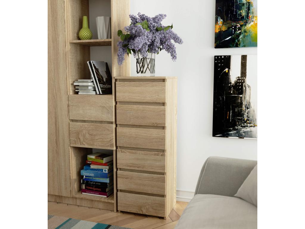 Bohometop CL6 chest of drawers Bohometop Oak 40 cm 6 drawers Bohometop Oak front 40x35x109 cm 18120NILC