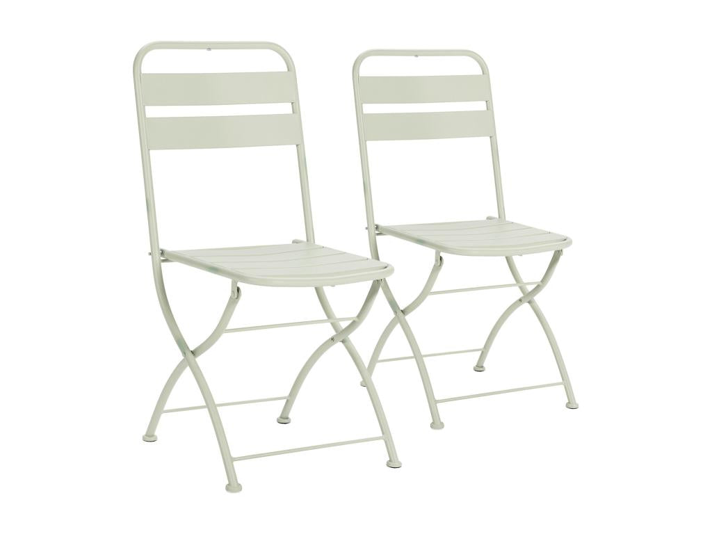 Pack of 2 Homelumiere folding garden chairs in green metal